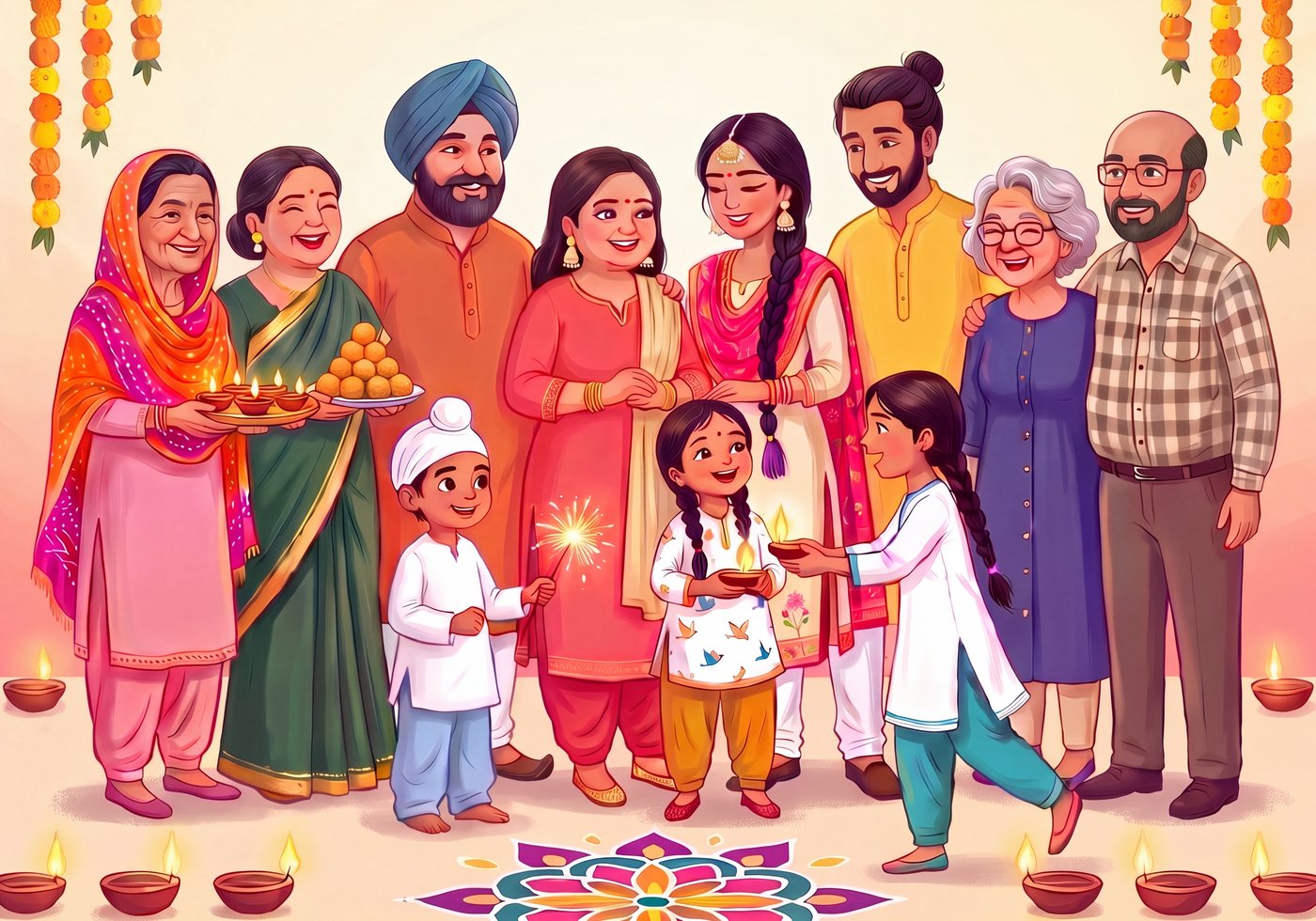 The family from the books, drawn